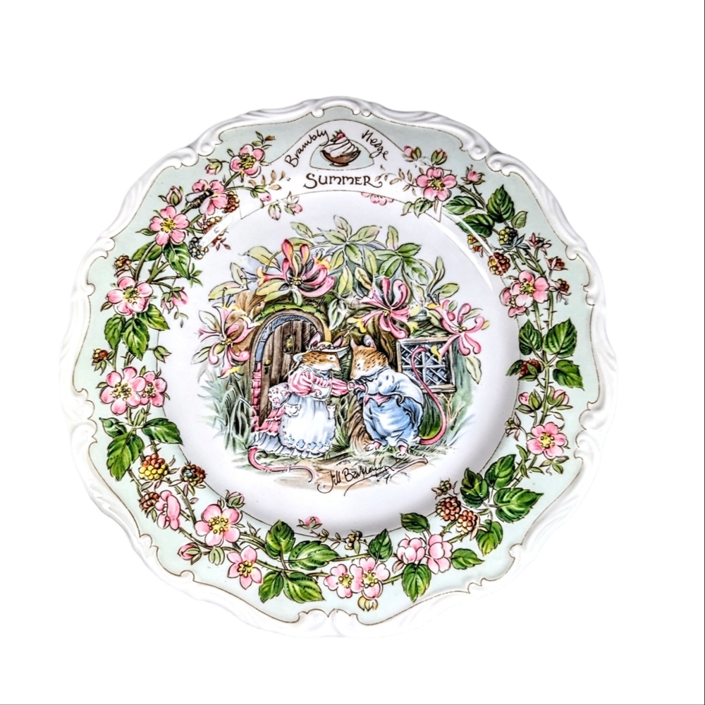 Royal Doulton Brambly Hedge Summer Plate Vintage Artist Signed 8 in Jill Barklem